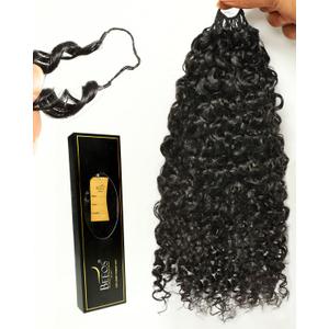 BEEOS Human Crochet Hair Burmese Curly 160g, Pre-Separated Feather Crochet Human Hair for Women, Detangle Easily and Reusable 16 Inch Natural Black