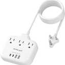 US to India Plug Adapter, meta-ant India Power Adapter with 3 American Outlets 4 USB Charger Ports(2 USB C), 5FT India Extension Cord, Type D Travel Adapter for USA to India Bangladesh Maldives Nepal