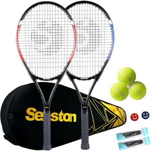 Senston Tennis Rackets for Adults 27 inch Tennis Racquets - 2 Player Tennis Racket Set with 3balls,2 Grips, 2 Vibration Dampers