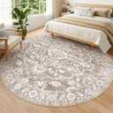Soalmost Washable Round Rug 9ft for Living Room,Soft Circle Rug Light Brown