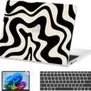 AKIT Case for Microsoft Surface Laptop 15-inch Touchscreen Copilot+ PC 2024 (7th Ed), Unique Pattern Hard Shell Case+Screen Protector+Keyboard Cover for 15 inch Surface Laptop 7 (2037), Black Wave