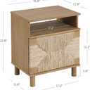 Nathan James Beacon Wood Nightstand, Bohemian Accent Table or Sofa Side Table with Seagrass Door for Bedroom or Living Room, Light Brown, Set of 2