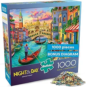 Buffalo Games  Sights of Venice  Image World  1000 Piece Jigsaw Puzzle for Adults, Scenic Cityscape Puzzle, Challenging and Relaxing Puzzle Adventure, Finished Size 26.75 x 19.75, Made in The USA