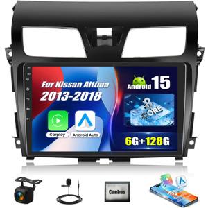 [8CORE 6G+128G] Android 15 Car Stereo for Nissan Altima 2013-2018 with Wireless CarPlay Android Auto,10.1" Touchscreen Car Radio with Mirror Link WiFi/GPS,Bluetooth,FM/RDS SWC+Backup Camera