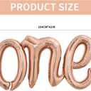 5 x TONIFUL Rose Gold One Balloons Banner, 42*16 Inch Mylar Foil Script,Cursive Letter ONE Sign Banner Balloon Bunting Reusable Ecofriendly Material for Boys Girls Kids First Birthday One Year Old Party