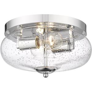 Darkaway Ceiling Light Fixtures Flush Mount Indoor Outdoor Ceiling Light with Seeded Glass Shade for Hallway Kitchen Bedroom Porch Living Room Dining Room Chrome Finish (11inch)