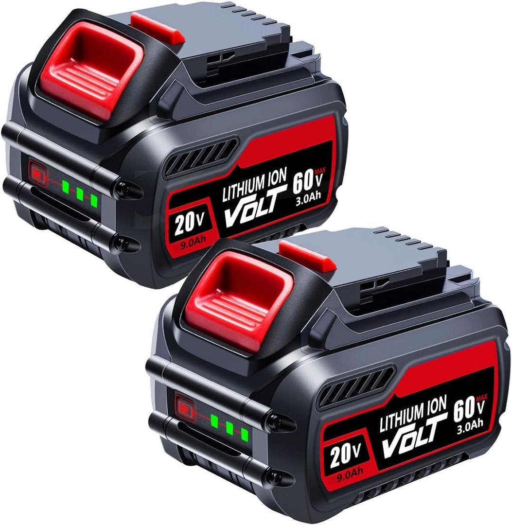 2-Pack 9.0Ah Replacement for Dewalt 20v/60v Flexvolt Battery Compatible with Dewalt 60V Battery DCB609 DCB606 DCB612 Cordless Tools