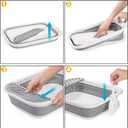 Tlence Collapsible Small Cat Litter Box, 17.7'' Open Foldable Kittens Potty with Scoop, Shallow Anti Splash Travel Cat Toilet, Semi Enclosed Height Adjustable Sides Litter Pan for Sick Frail Cat Grey
