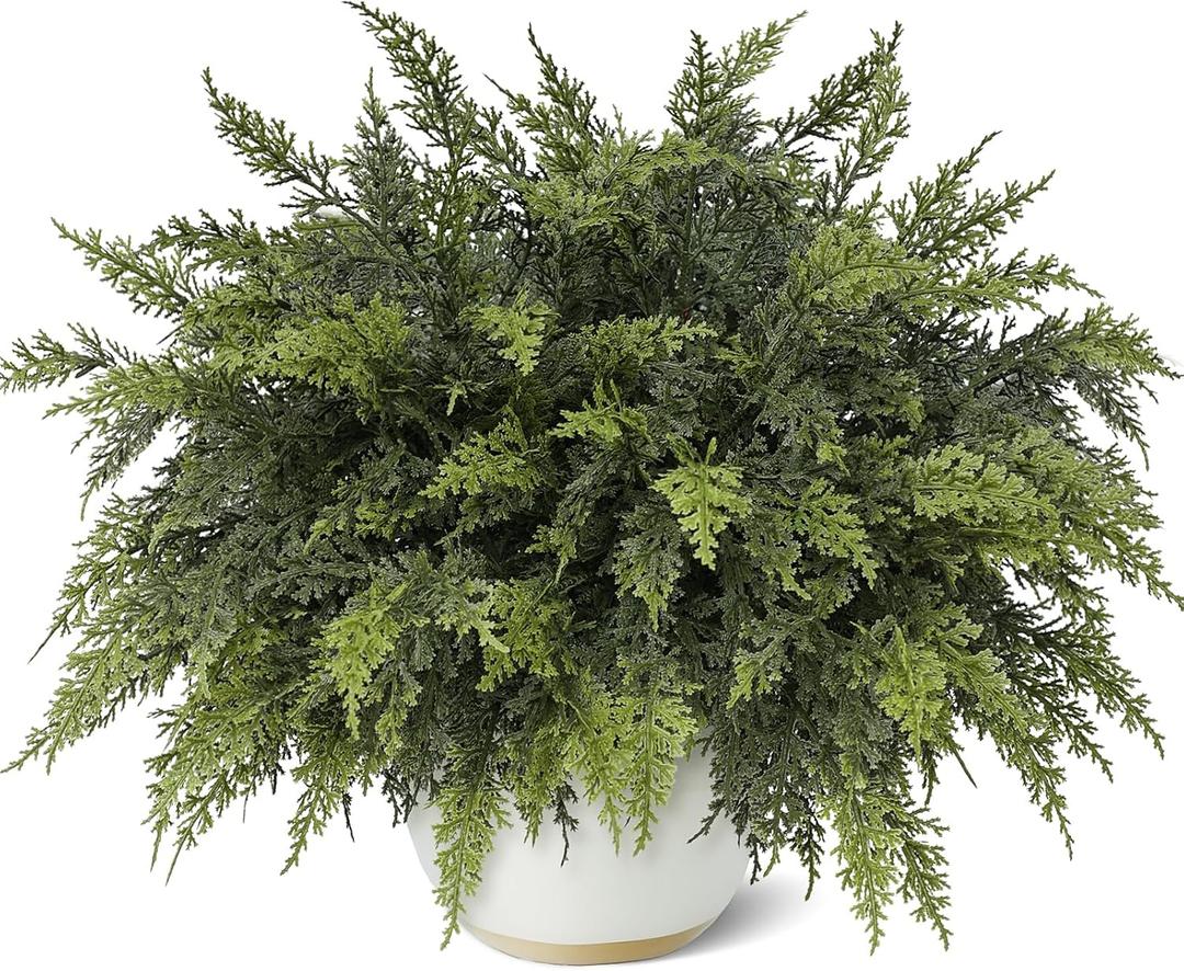 18" Real Touch Cedar Branches -12 Pcs, Artificial Christmas Cedar Branch Realistic Fake Pine Picks Faux Greenery Plants Stem for Vase DIY Crafts Garland Wreath Indoor Outdoor Home Decor