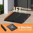 Portable Wheelchair Ramp, Non-Slip Metal Access Ramp,for Home Steps,staircases,Thresholds,Doorways,Scooter, 800LBS Capacity (3FT(Using Height 3-9''))