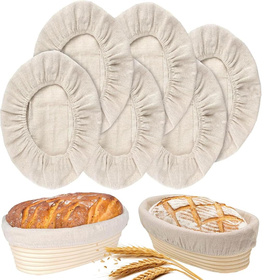 6 Packs Oval Banneton Cloth Liner for Bread Sourdough Proofing10 inchesNatural Rattan Bread Proofing Cover for Banneton Basket Homemade Baking DoughBasket Not Included