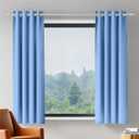 Room Darkening Grommet Curtains for Bedroom Blue Thermal Insulated Blackout 2 Pages Curtains 34x54 Inch Length for Living Room