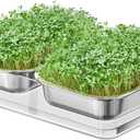 FANHAO Upgraded Visual Seed Sprouter Tray, Stainless Steel Soil-Free Cultivation Germination Tray with Acrylic Base, Healthy Microgreens Growing Kit for Indoors Sprouting Seeds, Grow Grass, Beans