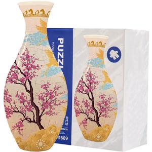 3D Puzzle Vase for Adults - DIY Flower Planter Jigsaw Puzzle Kit, Decorative Art Jar Craft for Home Decor, Reusable Vases Creative Gift & Garden Craft Project (Cherry Blossom)