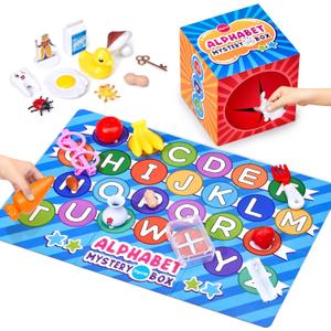 JoyCat Mystery Alphabet Box for Kids 26 PCS Letters Sorting Matching Game Activities Letter Sounds Fine Motor Learning Toys for Preschool Kindergarten Classroom - Easter Basket Stuffers Gifts