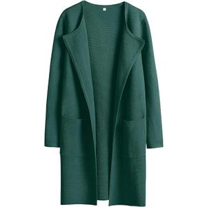 ANRABESS Women's Cardigan Sweater Open Front Knit Long Coatigan Dressy Casual Jacket Coat 2025 Fall Outfits Classy Clothes, Opal Green, XL