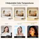 Vanity Mirror with LED Lights, 16.4x12.2 Inch Makeup Mirror, 3-Color Dimmable Touch Screen, 5X Magnification, 360 Rotation, Large Tabletop Mirror for Bedroom Vanity