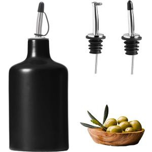 HOMCDALY Ceramic Olive Oil Dispenser Bottle, 16oz Oil Dispenser Bottle for Kitchen, Oil Container, Kitchen Oil DispenserBlack