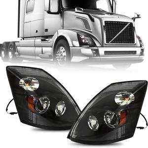 Black Reflective Led Headlight Fit For 2015-2017 Volvo VNL Semi Truck,Replacement Headlights Set - Driver and Passenger (2015-2017 VNL BLACK REFLECTIVE, Pair)