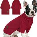cyeollo Dog Sweater Pullover Turtleneck for Dogs Girl, Classic Knitwear Fall Winter Cold Weather Pet Clothes Warm Pet Apparel Small Medium Large Dog Sweaters, Burgundy M
