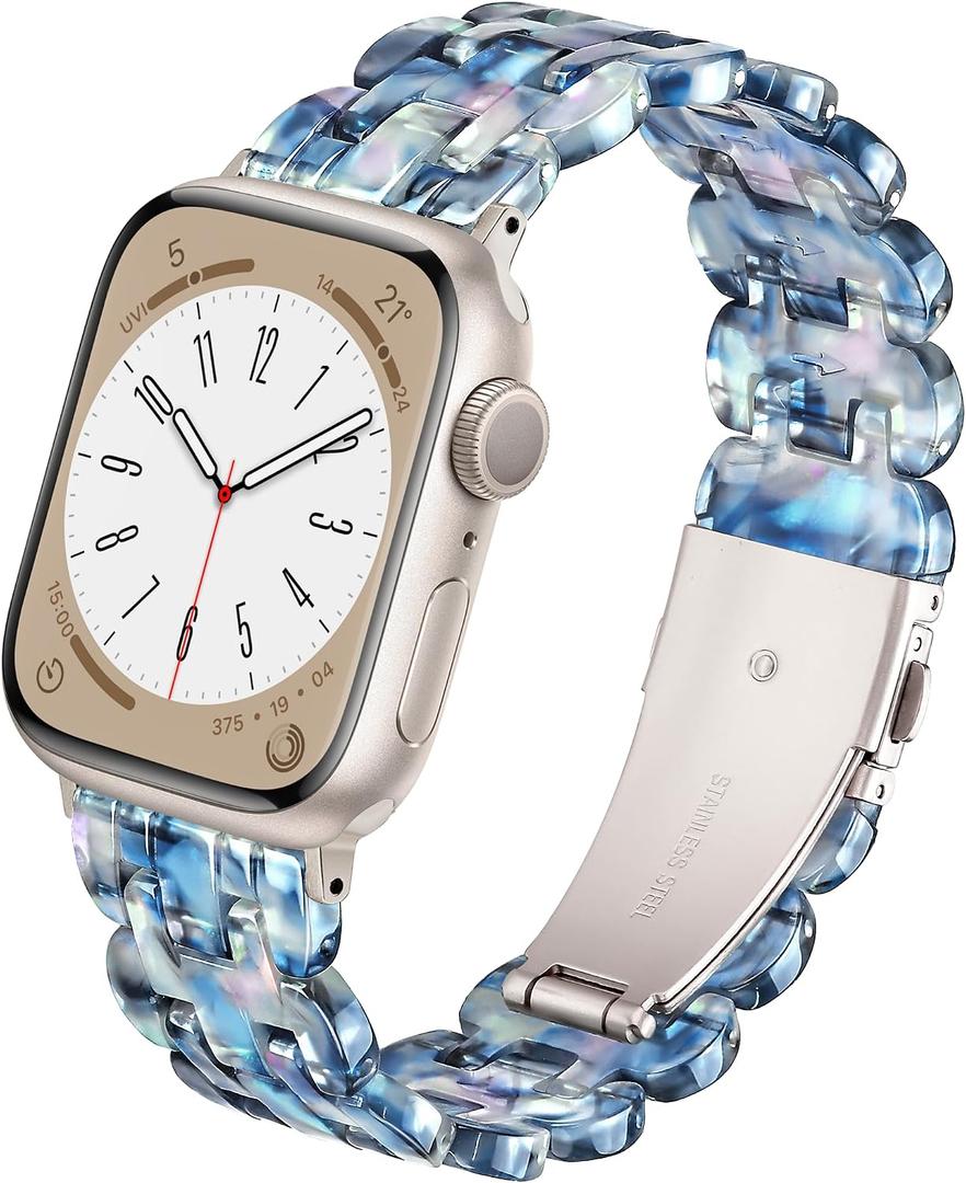 Lightweight Resin Band For Apple Watch Series 11 10 9 8 7 6 5 4 3 2 1 SE 3 2 Ultra 3 2, Fashion Adjustable Replacement Strap for iWatch Bands 38mm 40mm 41mm 42mm 44mm 45mm 46mm 49mm for Women Men