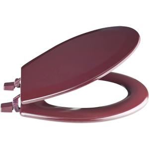Standard Wood Toilet Seat, Burgundy, 17 in, Fits All Standard Size Fixtures