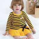 Baby Girl Fall Clothes: Soft Long Sleeve Bow Tie Print Outfits Casual Birthday Party Clothing for 6Months-3T (Yellow)