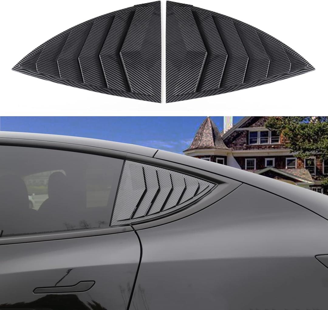 YHCDSEA for Model Y Side Window Louver Cover Sport Style for Tesla Model Y 2021 2022 2023 2024 2025 Accessories (Glossy Carbon Fiber Pattern)