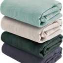 CottCare Baby Muslin Swaddle Blankets for Boys and Girls,4-Pack Breathable and Skin-Friendly,Wrap Soft Silky Cotton Muslin Swaddle Blankets/Atrovirens/Green/Apricot White/Grey