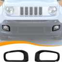 Front Fog Lights Cover Fog Lamp Frame Trim Cover Compatible with Jeep Renegade 2016-2018, Black