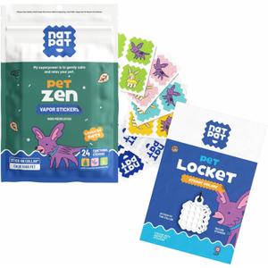 NATPAT Pet Zen Calming Patches + Pet Locket for Dogs and Cats - Non-Medicated Effective Stress Relief Patches with Safe, Durable Locket
