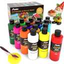 ABEIER Outdoor Acrylic Paint Set, 15 Vibrant Colors (8.45oz/250ml Large Bottles), Waterproof & UV Resistant Outdoor Paint for Rocks, Wood, Walls, Garden Statues, Professional Bulk Art Supplies