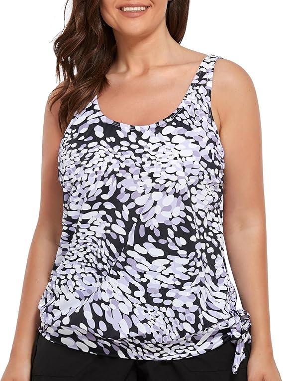 Women Plus Size Tankini Top Printed Swimwear Bathing Suit Tank Top(No Bottom) FULLFITALL 12