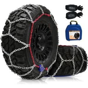 DEDC Auto Lock Snow Tire Chains,1Min Quick,4.5mm Enhance Manganese Steel Heavy Anti Skid Chains for Car Off Road SUV And Pickup Trucks Traction Ice Iced Cold Road 255 265 275 285 295 Set of 2 (KS1618)
