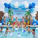 Realspring 12 Pcs Pastel Inflatable Beach Balls Kids Bulk Blue Stripe Jumbo Big Beach Balls Pool Floating Toys for Adults Water Games Baby Shower Birthday Summer Swimming Party Decor Favor(10 Inch)