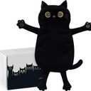 Large Microwave Heating Pad with Washable Cover 21 * 12" Microwavable Heating Pads for Cramps, Back, Neck Shoulder Pain Relief, Cordless Weighted Moist Heat Pack, Black Cat