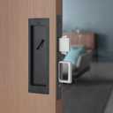 Modern Pocket Door Hardware Set - Privacy Lock with Finger Flush Pulls & Soft Close, for Sliding Barn Doors, Pocket Doors, Bedroom (Black, Privacy)