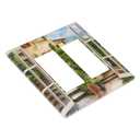 Mediterranean Greece Scene Flowers 2 Gang Double Rocker/Decora Light Switch Cover Decorative Wallplate Italian Town from Another Window Gfci Electrical Faceplate Home Bedroom Art Decor