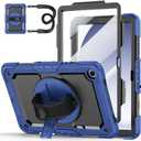 Case for Samsung Galaxy Tab A9+/A9 Plus 11 Inch 2023(SM-X210/X216/X218), Ubearkk Full-Body Drop Protection Case with Screen Protector, 360 Rotating Stand and Hand/Shoulder Strap, Navy Blue