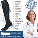 NEENCA Zipper Compression Socks, Medical Graduated Compression Socks for Pain Relief, Women & Men Circulation, Swelling, Travel, Pregnancy, Flight, Nurses, Running, Athletic1 Pair, 20-30 mmHg (Large-X-Large, Black)