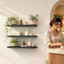 BAYKA Black Floating Shelves 22.5in, Set of 3, Wall Mounted for Wall Decor