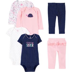 Simple Joys by Carter's baby-girls 6-piece Bodysuits (Short and Long Sleeve) and Pants Set (Multicolor/Dots/Floral/Hearts/Turtle)