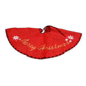 N&T NIETING Burlap Christmas Tree Skirt, 30 Inches Rustic Xmas Tree Skirt for Christmas Decorations, Merry Christmas Tree Ornaments, Holiday Home Decor (Red)