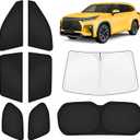 KUST Car Window Shades for Toyota Grand Highlander 2024-2025 2026 Windshield Sun Shade Side Window Cover UV Block Privacy Protection Accessories for Camping Blackout Rear Back Full Set 8PCS