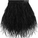 Soarer Black Ostrich Feather Trim - 2Yards 5-7inch Feathers Fringe Trim for DIY Sewing Clothing, Jewelry, Halloween Home Party(Black)