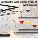 6-Row Wine Glass Holder Under Cabinet, Heavy Duty Metal Hanger | 23.6" Matte Black Stemware Rack for 1218 Glasses, Space Saving Fits Most Wine Glass Styles for Kitchens, Bars and Counters