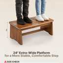 TINAMO 24" Extra Wide Wooden Step Stool with Crossbar, Holds up to 300 LBS