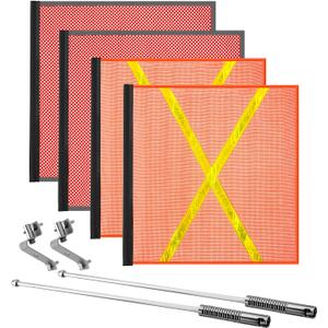 Mount Warning Flag 18" x 18" Mesh Safety Flag with Mounting Bracket