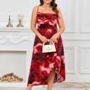 SCOMCHIC Women's Plus Size Sleeveless Spaghetti Strap Cowl Neck Dress (XL)