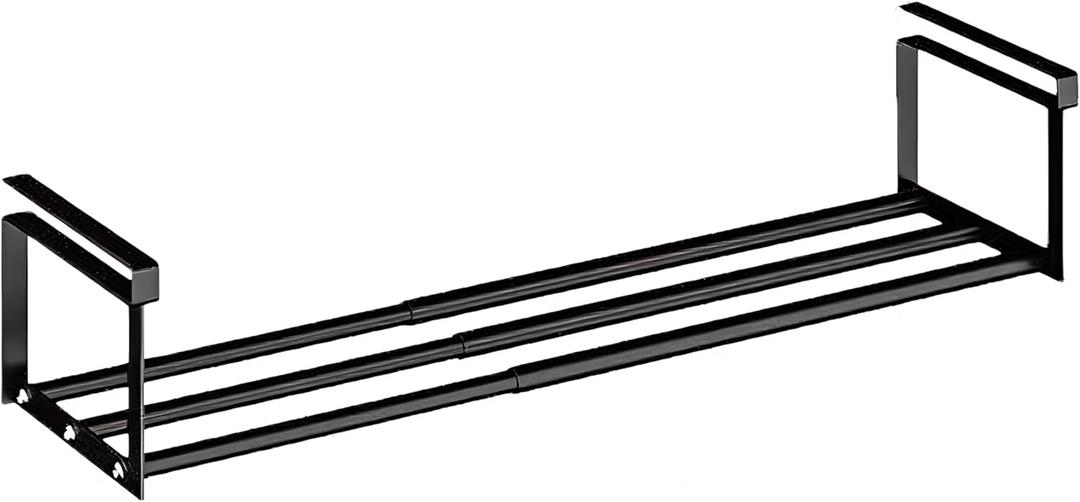 Expandable Shoe Rack Organizer - Adjustable Shoe Rack & Under Cabinet Shelf - for Shoe or Clothing Storage and Organization, Under Shelf Storage (Black,1 Pcs)